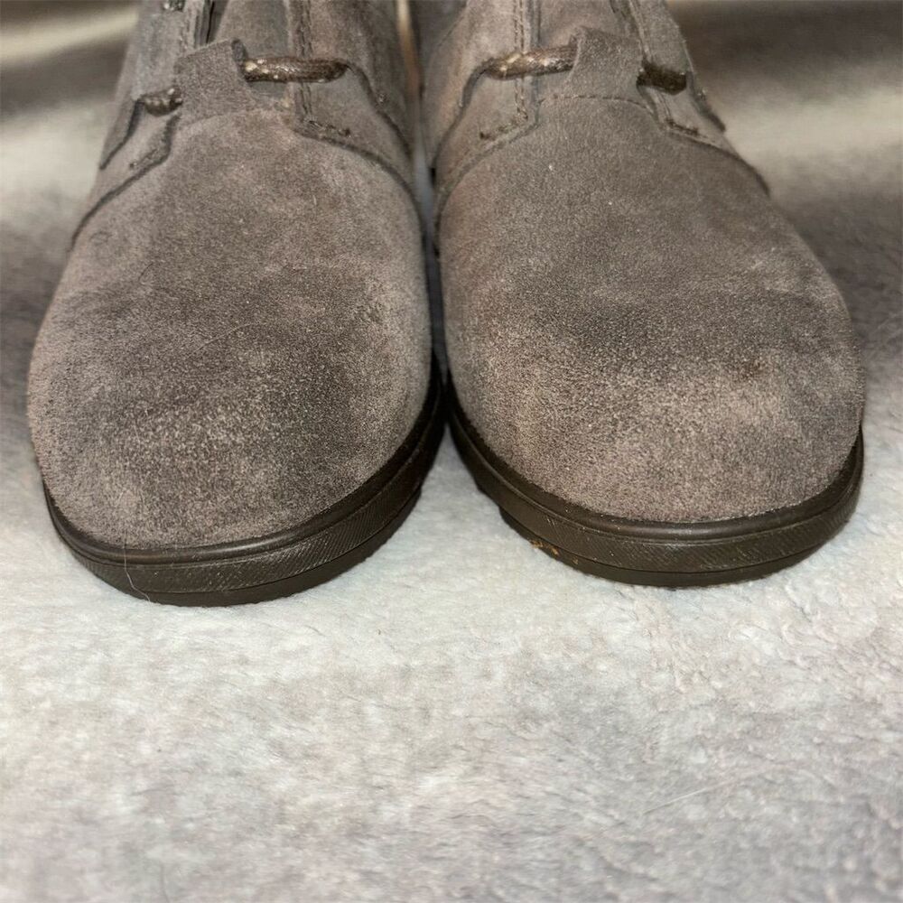 SOREL Evie Taupe Grey Suede Lace Up Waterproof Wedge Ankle Bootie Size 8 - Picture 7 of 12